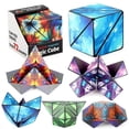 thumbnail image 2 of 3D Changeable Magnetic Magic Cube, Shape Shifting Box Fidget Toy (Galactic Blue Version), 2 of 3