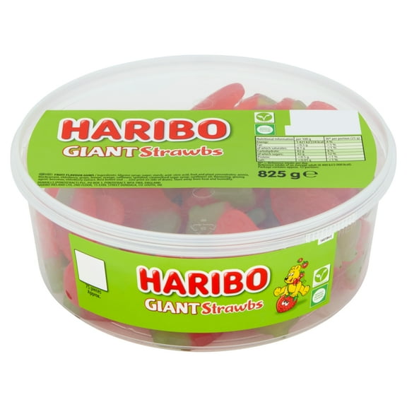Haribo Giant Strawbs 75pc Tub 825g (Pack of 2)