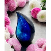 5MOONSUN5s Galaxy Teardrop Urns for Human Ashes, Funeral Cremation Urn with Velvet Bag, Keepsake Urn for Adults, for Your Loved Ones Blue Star Sky Display Urn Capacity (60 Cubic Inches) one Side 6