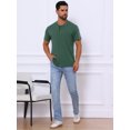 thumbnail image 2 of DARING DIVA Men's Casual Summer Short Sleeves Button Henley Basic Tee L Light Green, 2 of 7