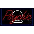 thumbnail image 1 of Red Psychic White Crystal Blue Border LED Neon Sign 20" Tall x 37" Wide - inches Black Square Cut Acrylic Backing, with Dimmer - Bright and Premium built indoor LED Neon Sign for Storefront., 1 of 7