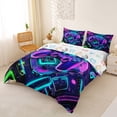 thumbnail image 3 of Erosebridal Neon Gamepad Print Queen Duvet Cover Set for Boys, Gaming Gamer Bedding, Gamepad Reversible, 1 Duvet Cover and 2 Pillowcases (No Comforter), 3 of 5