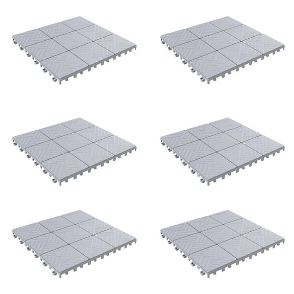 Pure Garden 6-Pack Polypropylene Interlocking Deck Tiles for Outdoors, Gray