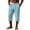 Blue, variant on Guluxicc Linen Capris for Men Button Elastic Waist Pants Relaxed Fit Cropped Vacation Casual Beach Trousers with Pockets