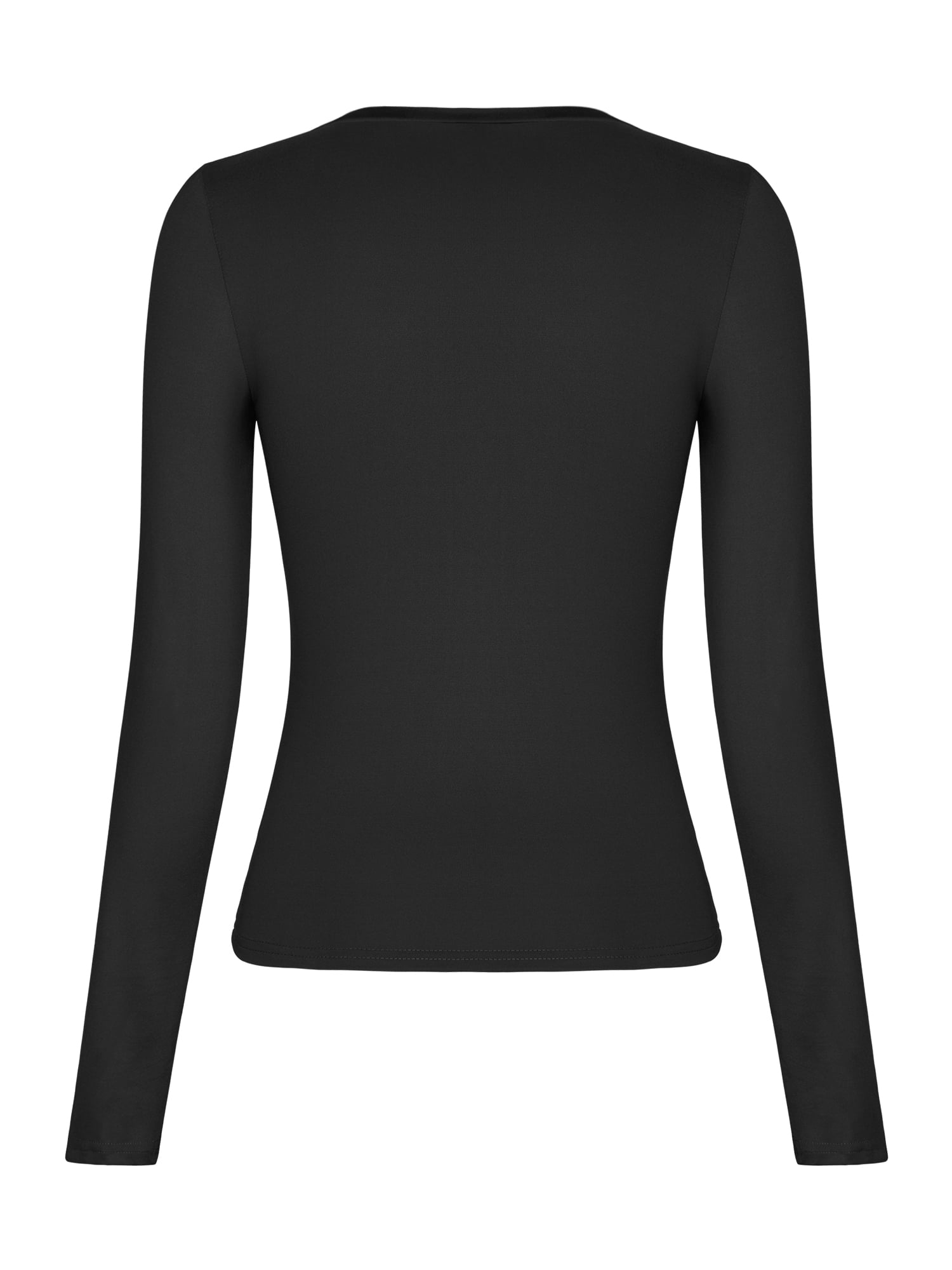 Women\'s Long Sleeve Workout Crop Tight Tee Solid Shirt Yoga Basic Fit Top Cropped Round Y2K Slim Shirt Neck