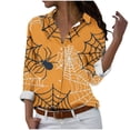 thumbnail image 1 of Chemises d'Halloween pour Femmes, Chemises pour Femmes, Chemises d'Halloween à Manches Longues Régulières Décontractées Série Orange Imprimée à Col Boutonné, Chemises d'Halloween pour Femmes, Chemises à Manches 3/4 pour Femmes, 1 of 5