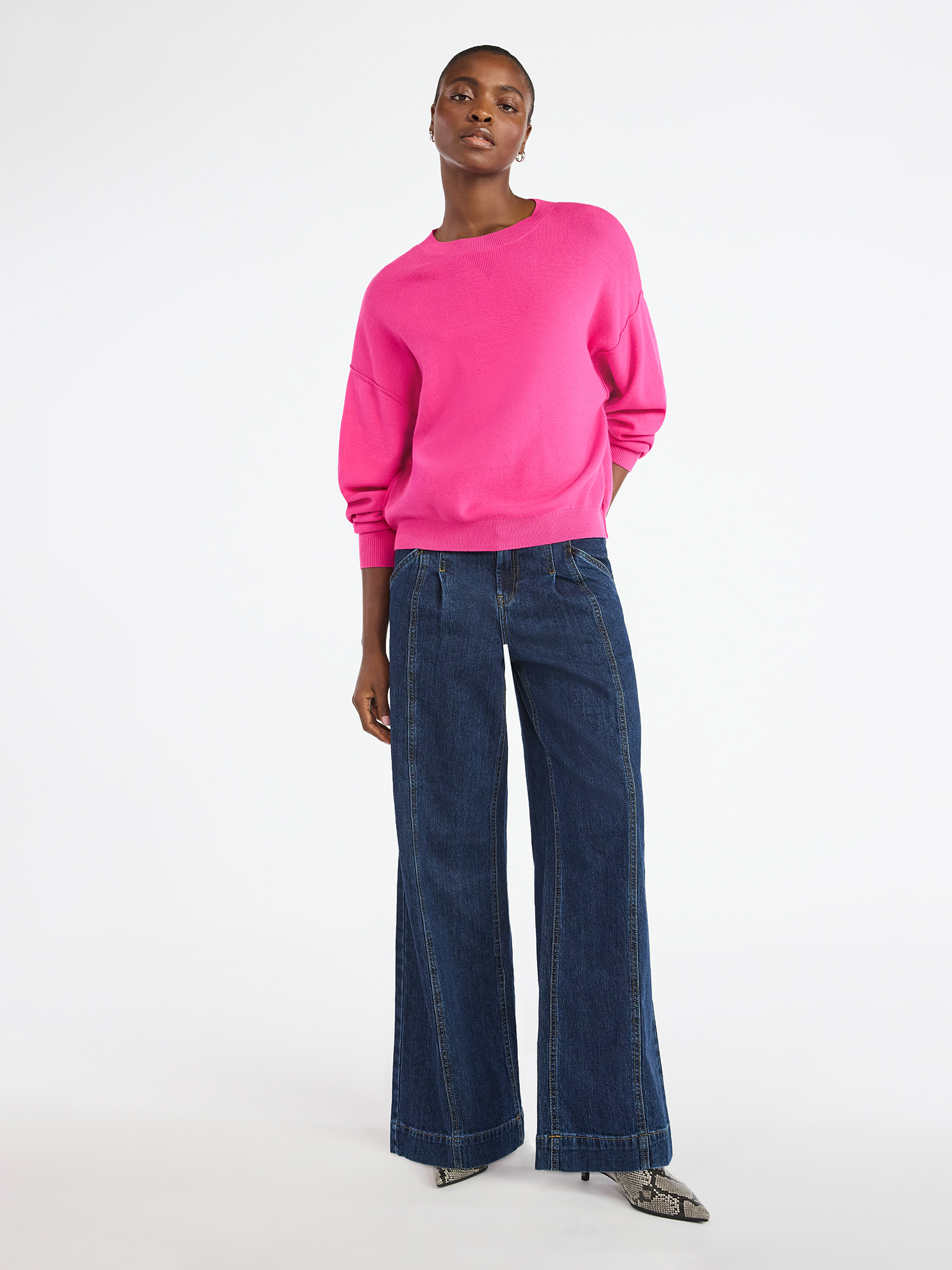 Scoop Women's and Women's Plus Oversized Crewneck Sweater, Lightweight, Sizes XS-4X
