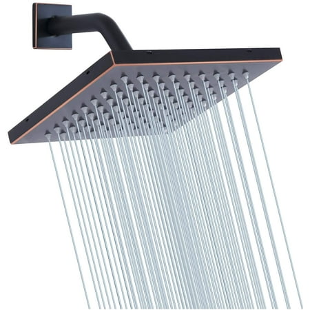 Shower Head 8 inch Square Rain Stainless Steel High Pressure Oil Rubbed ...
