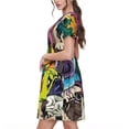 thumbnail image 2 of Balery Colorful Pug Vestidos sueltos de manga corta para mujer, vestidos de verano 2025, vestidos casuales de corte A con vuelo., 2 of 6