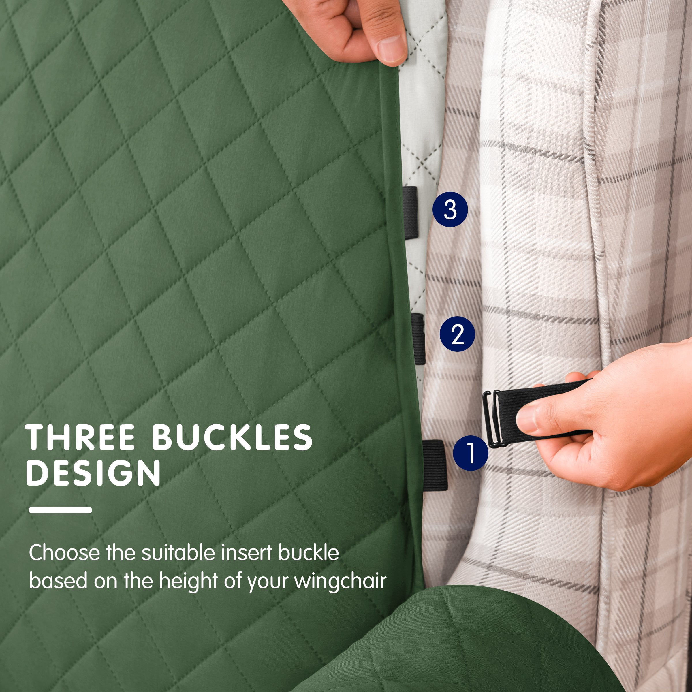 Subrtex Reversible Wing Chair Cover Wingback Armchair Slipcovers,Dark Green