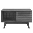 thumbnail image 6 of Vinyl Record Side Table Cabinet Stand, Charcoal Grey Gray, Wood, Modern Contemporary, Mid Century Living Hotel Lounge Cafe Lobby, 6 of 8