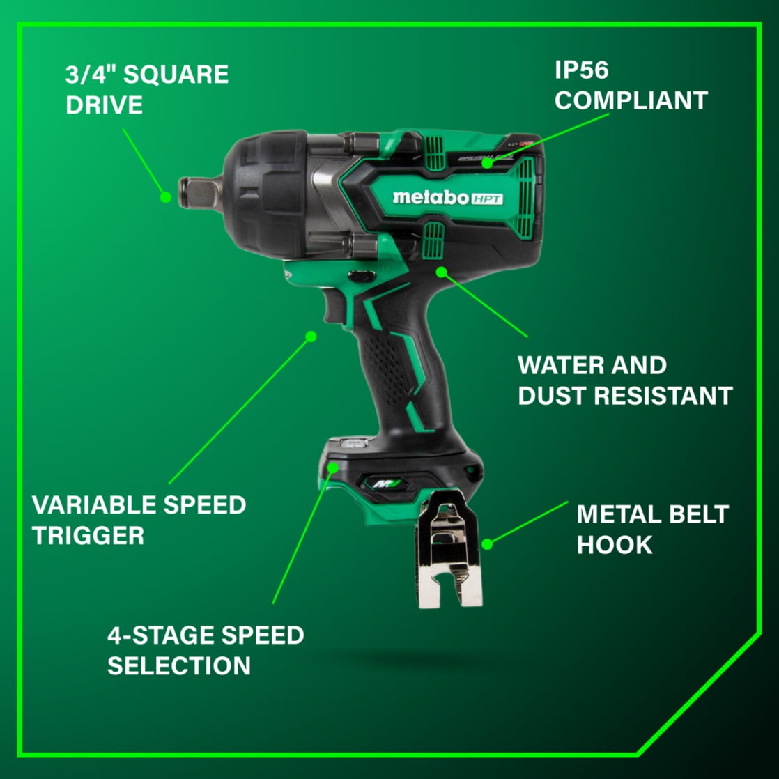 Metabo HPT 36V 3/4 Impact Wrench, Tool Only, WR36DFQ4