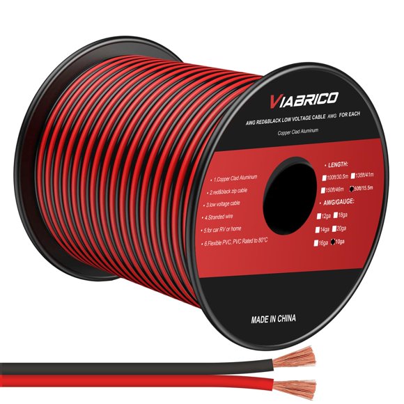 Cable Eléctrico VIABRICO 10 AWG 15.5 m Rojo Negro 2 Conductores