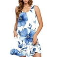 thumbnail image 3 of Womens Sleeveless Rose Print Sundress Casual Summer A Line Tank Dress Beach Floral Dress, 3 of 4
