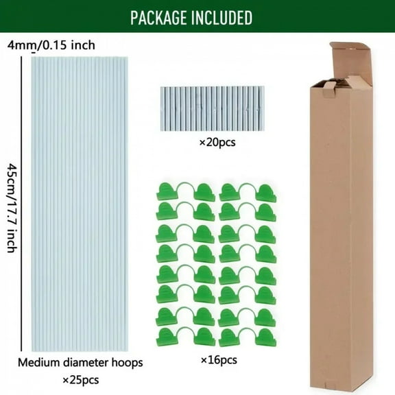 25pcs Garden Hoops For DIY Grow Tunnel Rust-Proof Fiberglass Support Frame Greenhouse Hoops For Raised Beds, Garden FabricNettin
