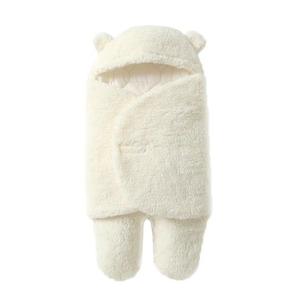 Graflsoa Winter Baby Sherpa Fleece Sleep Sack with Legs, Cream Color, Medium Size for 0-3 Months