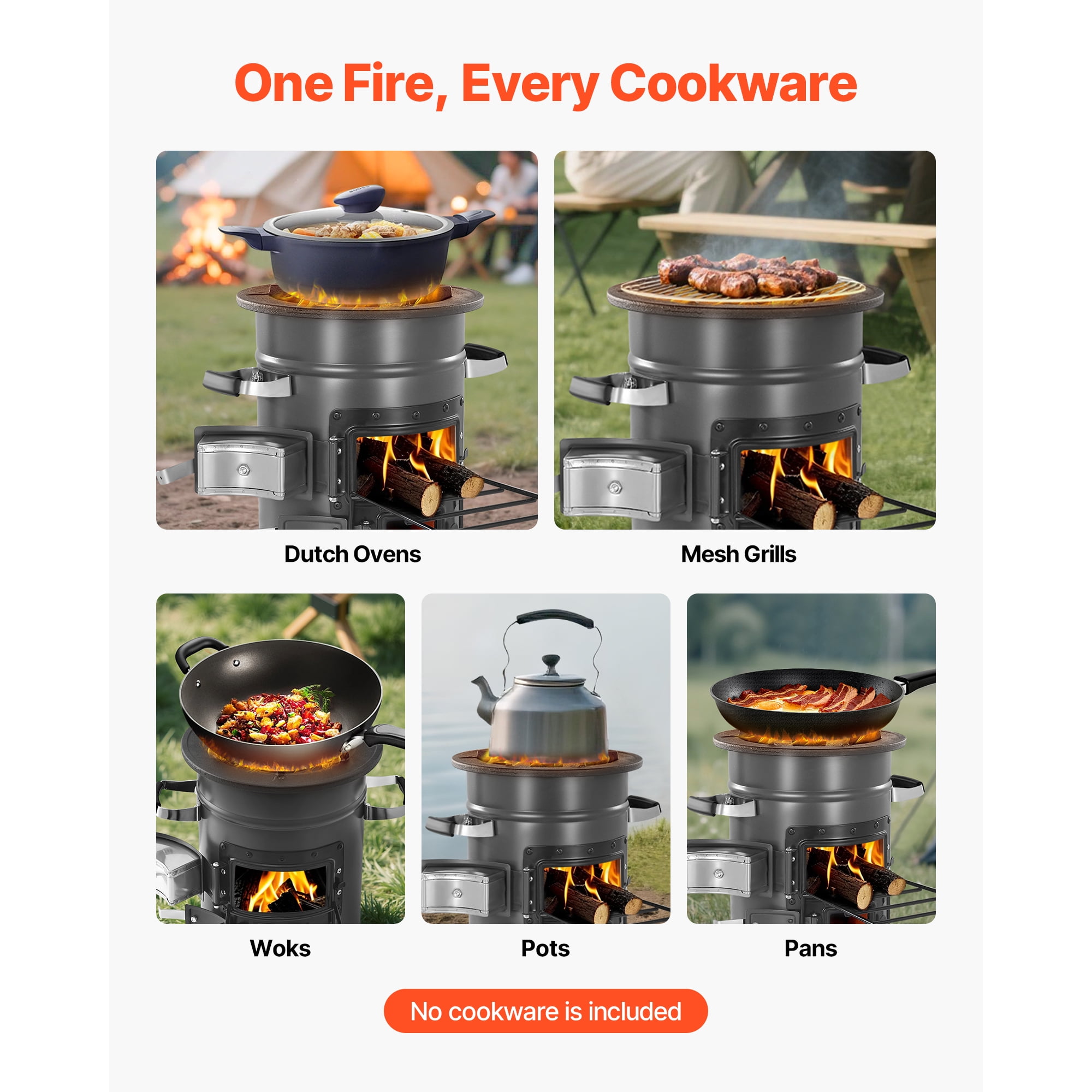 KFFKFF Portable Camping Rocket Stove, Wood-Fueled Outdoor Cooker with Carry Bag, Durable Steel Design,Dual Door,Suitable for Twigs, Sticks, or Charcoal,Ideal for Camping, Backyard,and Outdoor Cooking