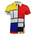 thumbnail image 4 of Piet Mondrian Abstract Art Men Zipper T-shirt Summer Casual Short Sleeve T-shirt Top, 4 of 7