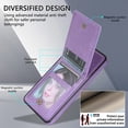 thumbnail image 5 of JiaheCover for Samsung Galaxy S21, Wallet Case with Credit Card Holder,Rugged Shockproof Kickstand Magnetic Buckle RFID Blocking Flip PU Leather Case, purple, 5 of 8