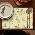 thumbnail image 4 of Lemon Fruit Pattern Table Placemats, Set of 6 Flax Linen Wrinkle Free and Heat Resistant, Cute Yellow Citrus Theme for Summer Dining and Kitchen Use, 4 of 5
