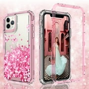 Noir Case for iPhone 12 Pro Max, Hard Clear Glitter Liquid Waterfall Heavy Duty Girls Women for Apple iPhone 12 Pro Max Case - Pink