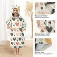 thumbnail image 4 of Dailycode Wearable Blanket Hoodie Oversized Sherpa Flannel Blankets with Pocket for 3-14 Year Old Colorful Heart, 4 of 7