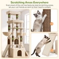 thumbnail image 5 of Globlazer 74" Symmetrical Cat Tree, Multi-Level Large Cat Tower with Scratching Post & Condo for Indoor Cats, Beige, 5 of 8