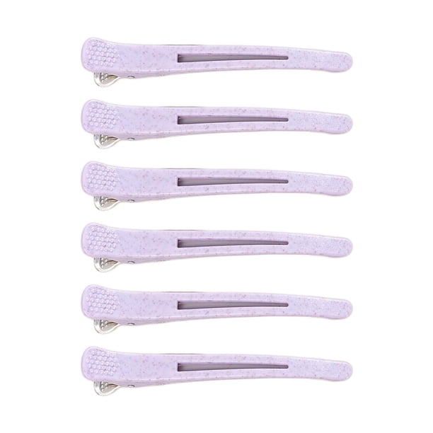 Pinzas de pico de pato antideslizantes, herramienta profesional de peluquería, horquillas para barbería Violeta