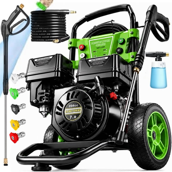 5000PSI Gas Pressure Washer,4.0 GPM Commercial Power Washer Gas Power Washer Gas Powered Washing Machine, Cold Water, Spray Gun and Wand, 5 Nozzle Set, for Cars/Fences/Driveways/Homes