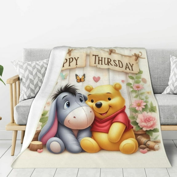 Winnie The Pooh Warm Flannel Throw Blanket for Couch Sofa Bed,Super Soft Cozy Plush Microfiber Flannel Blanket Lightweight , For Adults,Woman,Man