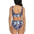 thumbnail image 3 of Kdxio Purple Marble Texture Print Women's 2 Piece High Waisted Wrap Spaghetti Strap Summer Swimsuit Bikini Set-Medium, 3 of 7
