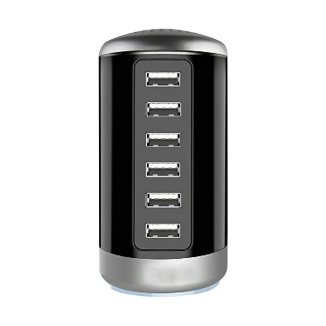 Multiple Usb Charger6 Usb Smart Fast Charger 6A Multi-Port Usb Cylindrical Charger,Applicable to Android and Ios Mobile Phones, Mp3/Mp4, Cameras, Tablets,Etc. Fast Charging Socket