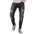 thumbnail image 1 of adviicd Men Jeans Relaxed Fit Mens Ripped Jeans, Distressed Destroyed Slim Fit Straight Leg Denim Pants Black,34, 1 of 5