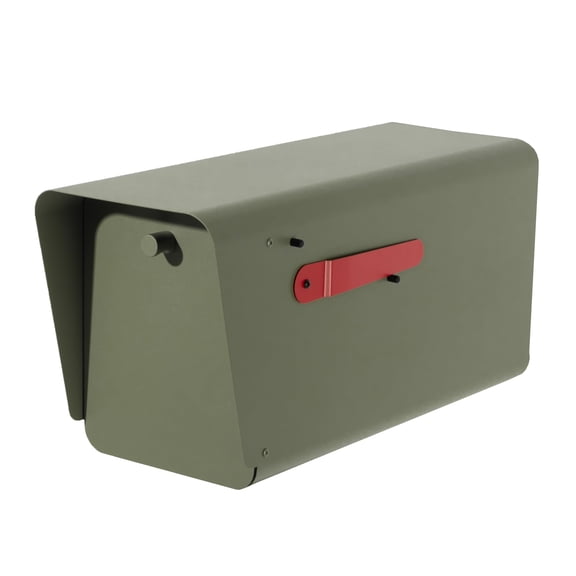 Ilyapa Large Mid Century Modern Mailbox for Outside - Green - Post Mount