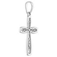 thumbnail image 2 of 14k White Gold High Polished Trim Religious Faith Cross Pendant Necklace With Vine Center Pendant for Women, 2 of 2