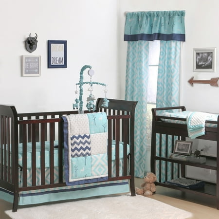 The Peanut Shell 4 Piece Baby Crib Bedding Set Turquoise