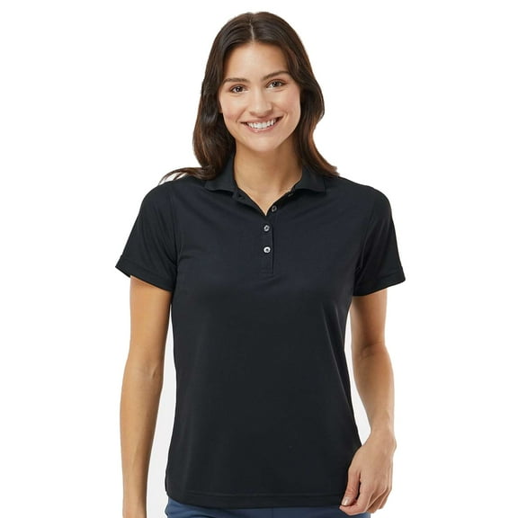 Paragon Women’s Saratoga Mini Mesh Performance Polo, 4-Button Placket Polyester Shirt, Black, S