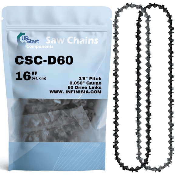 2-Pack 16-Inch Chainsaw Chain Replacement for Dayton 4Z973 - D60 (16", 3/8", .050", 60 Drive Links)