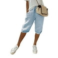 thumbnail image 1 of MAWCLOS Bermudas Taille Haute pour Femmes avec Cordon de Serrage et Poches, Bleu Ciel, Taille P, 1 of 2