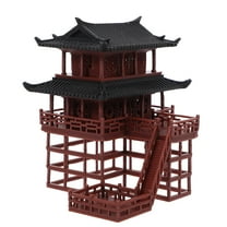 HONMEET Bonsai Decoration Miniature Pavilion Statue Resin 1Pack 3.1X3.1X2.8In