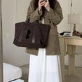 thumbnail image 2 of JUYGO Suede Bags for Women Large Suede Tote Bag Work Bag Top Handle Satchel Bag Faux Suede Handbag Vintage Fall Bag, 2 of 6