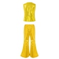 thumbnail image 2 of Alvivi Girls Boys Hip hop Jazz Dance Outfits Shiny Vest with Flared Pants Party Performance Costume Gold 9-10, 2 of 5