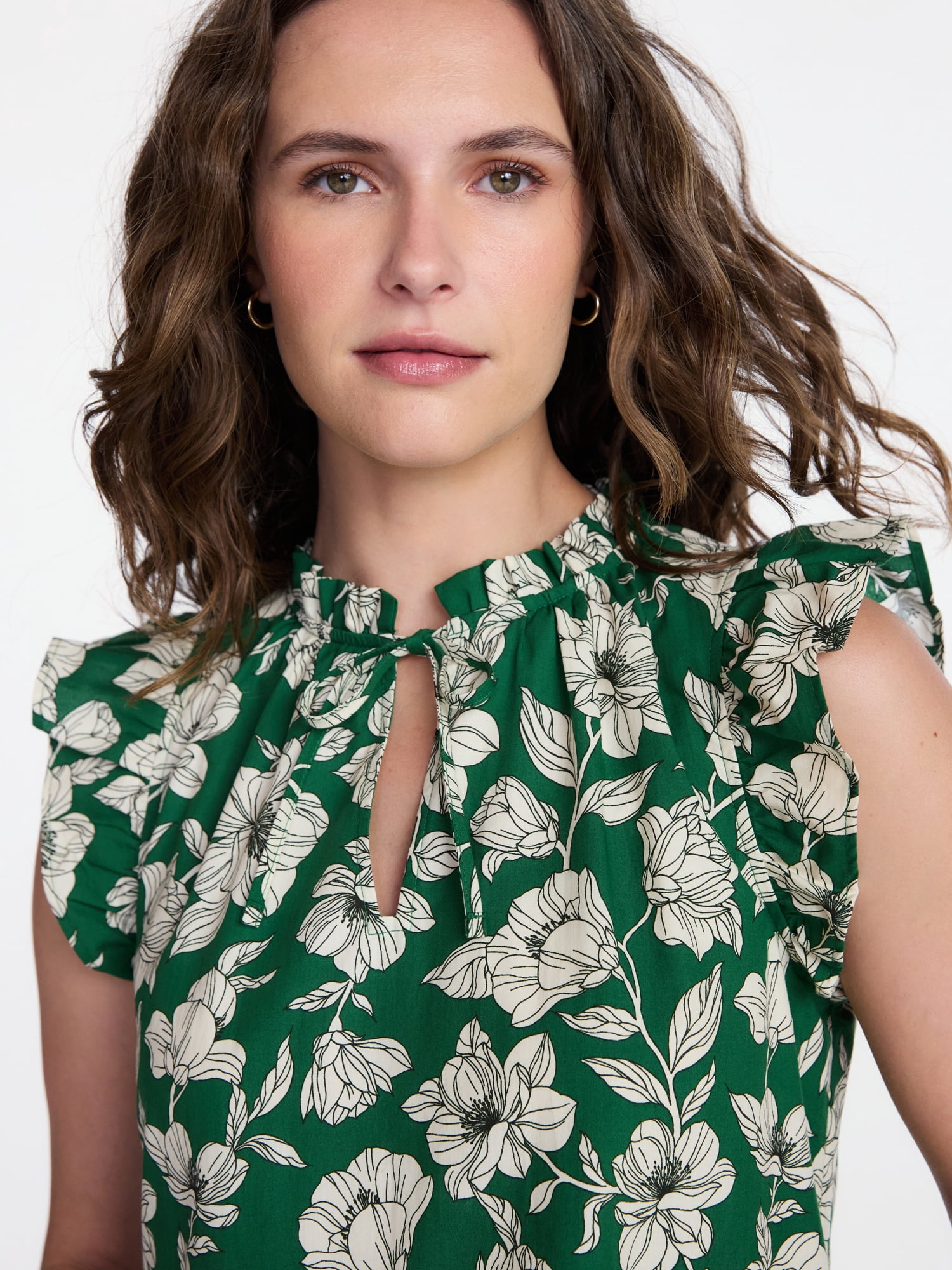 Time and Tru Women's and Women's Plus Tiered Cotton Mini Dress with Flutter Sleeves, Sizes XS-4X