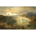 thumbnail image 2 of August Wilhelm Leu 14x11 Gold Ornate Wood Frame and Double Matted Museum Art Print Titled - Fjord Landscape with Glacier and Reindeer (1896), 2 of 4