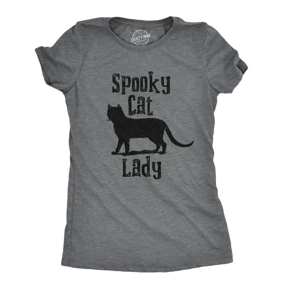 Womens Spooky Cat Lady T Shirt Funny Black Cat Halloween Tee Womens Graphic Tees