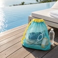 thumbnail image 6 of Large Breathable Mesh Drawstring Beach Bag Sandproof Pool Toy Storage Tote with Shoulder Strap Portable Swim Wet Clothes Shells Carrier, 6 of 6