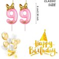 thumbnail image 2 of AOOLADA Bougies d'Anniversaire 99 Ans, Bougies d'Anniversaire Numérotées Roses, Décorations de Fête d'Anniversaire Topper de Gâteau Cadeaux pour Hommes Femmes, 2 of 7