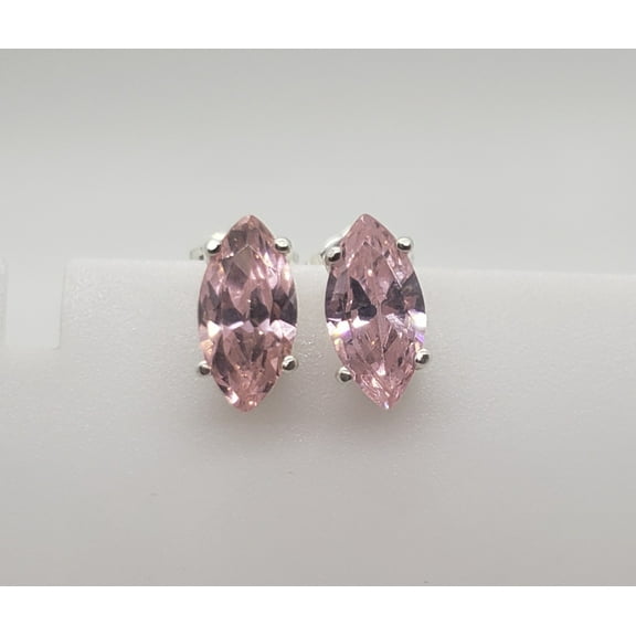 Marquise Pink Topaz Sterling Silver Earrings