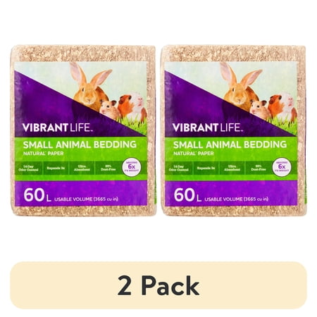 (2 pack) Vibrant Life Natural Paper Pet Bedding for Small Pets Natural Brown 60 L Bag