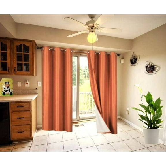 K32 Orange Color 100% Blackout Room Darkening for Bedroom Faux Lined Hotel Quality Silver Grommet Top,Thermal Window Curtain Drapes 95" Length 1 Panel